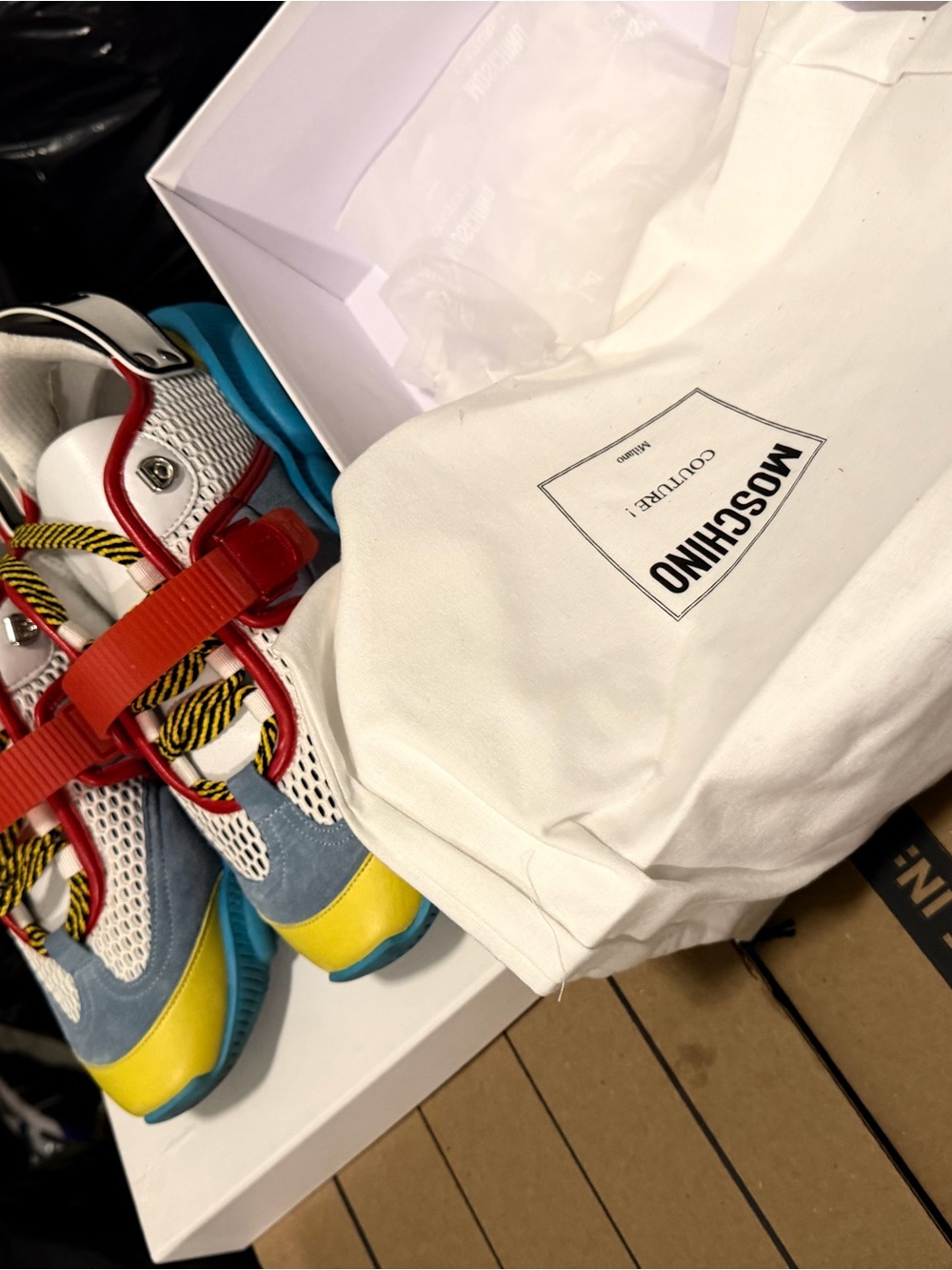 Moschino Multicolor Chunky Sneakers - Yellow, Blue, Red - Picture 3 of 10
